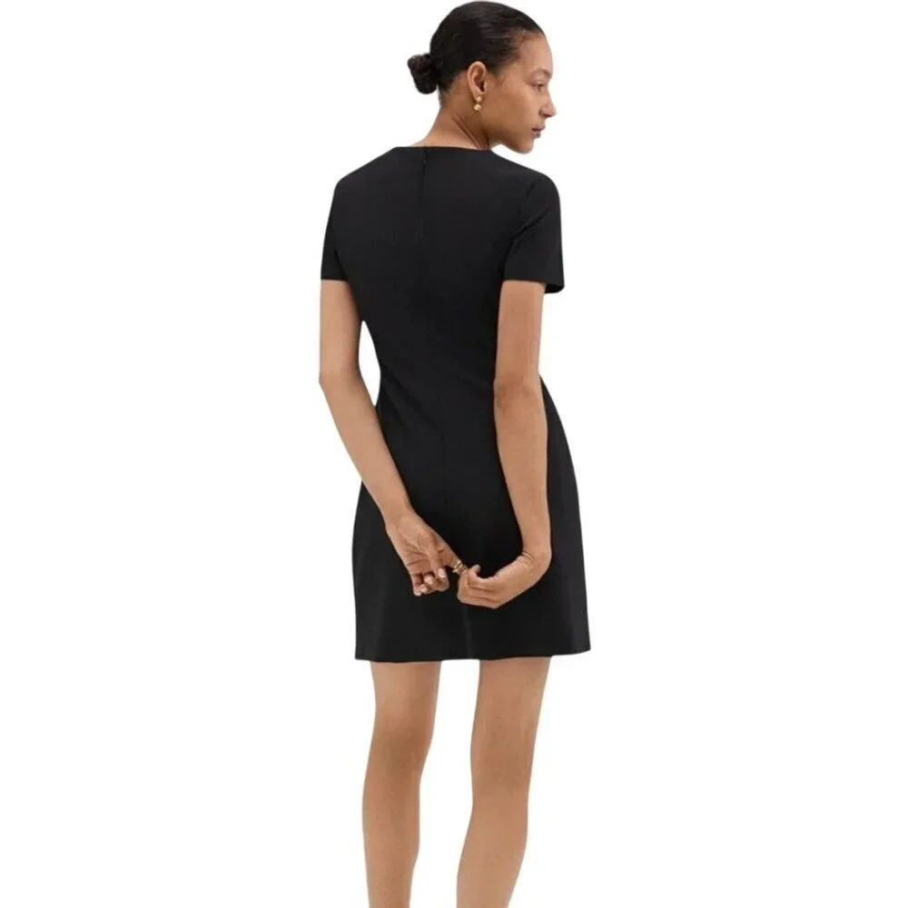 Theory Sheath Dress In Good Wool Black Designer Size M